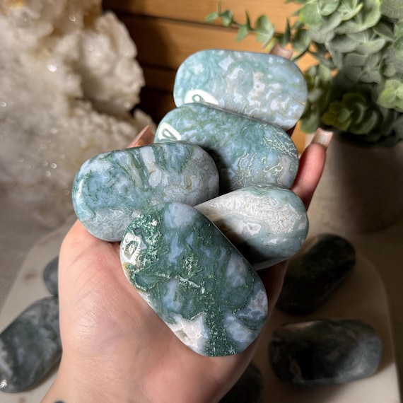 Moss Agate Crystal Palm Stone Pick Your Own Moss Agate Palm Stone Crystal for Healing Energy Balance Growth and Meditation Gift for Friends