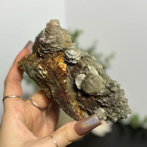 Pagoda Calcite Double Sided Mineral Specimen Quartz Pagoda Calcite and Red Chalcopyrite Rare Mixed Mineral Cluster Unique Calcite Crystals