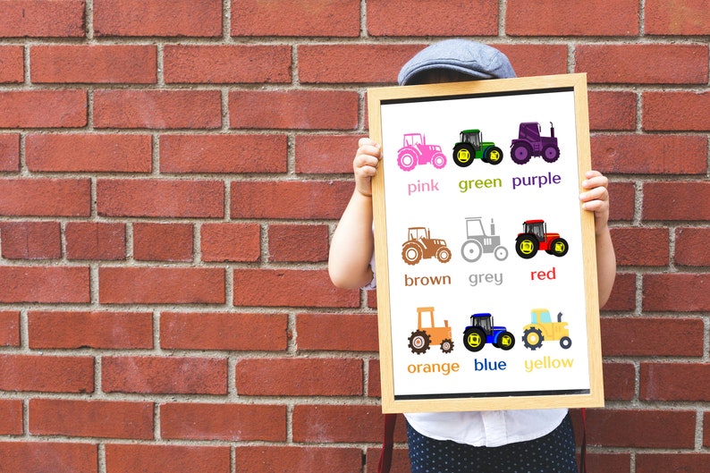 Cute Tractor colour printable, Tractor print, Nursery Print, learn colours, Child bedroom print, Playroom photo, A4 printable, DOWNLOAD image 2