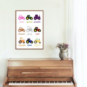 Cute Tractor colour printable, Tractor print, Nursery Print, learn colours, Child bedroom print, Playroom photo, A4 printable, DOWNLOAD image 3