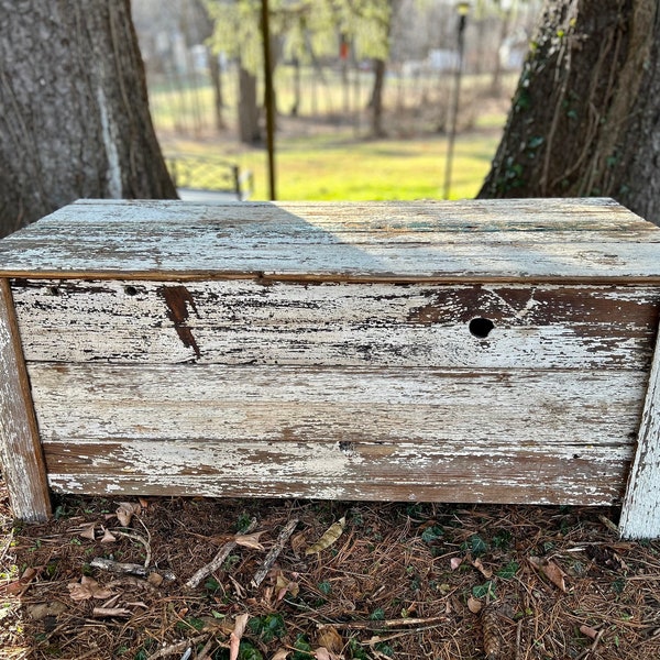 Authentic white barn wood chest | Storage chest | Reclaimed wood chest | Farm chest | Rustic wood chested | Old chest | Weathered wood chest