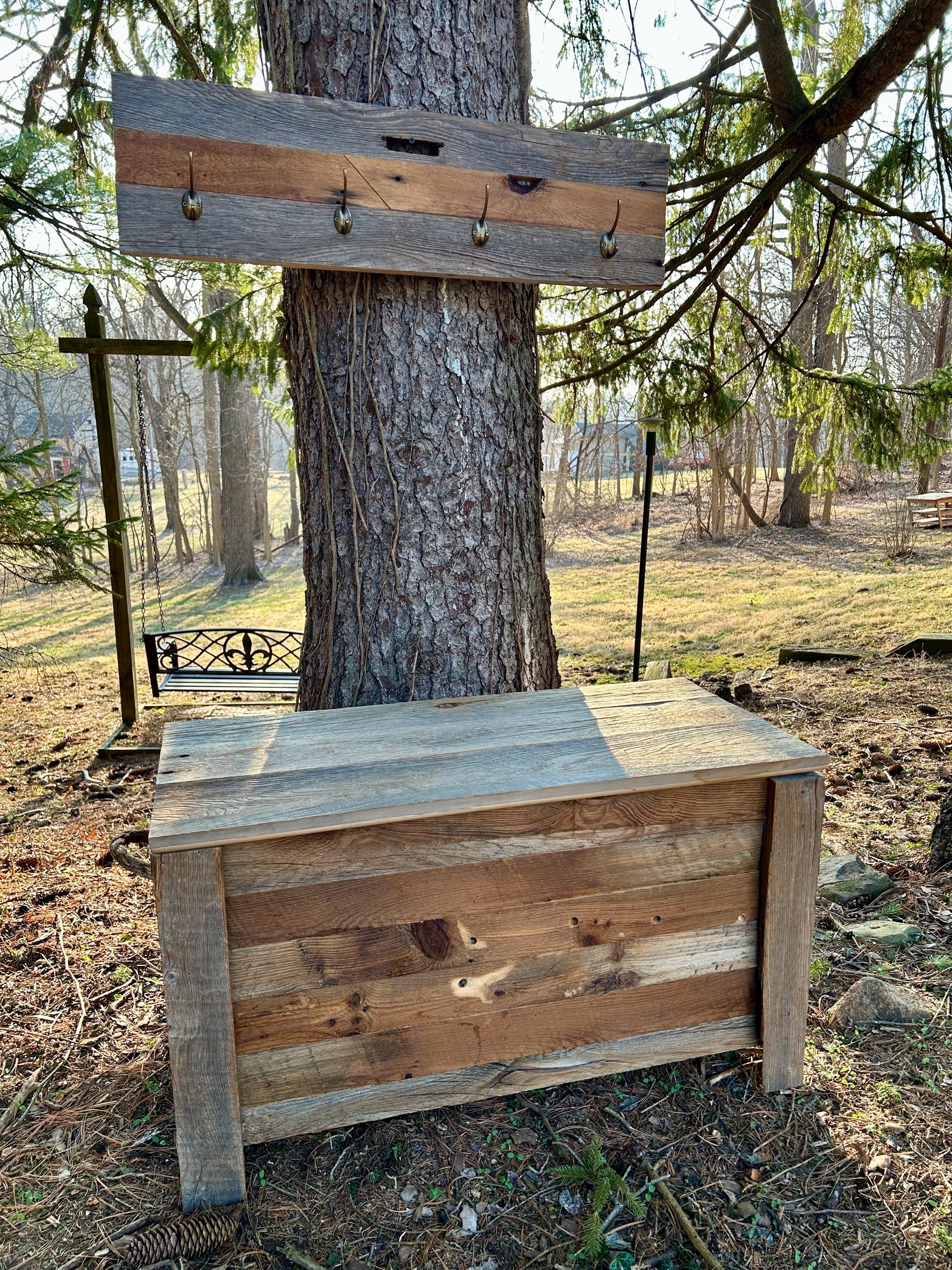 Best Chest Rack Reclaimed Wood Chest & Coat Rack Set: Farmhouse Entryway Furniture - Etsy