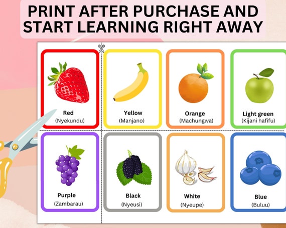 Bilingual Language Learning Cards English & Swahili Bilingual ...