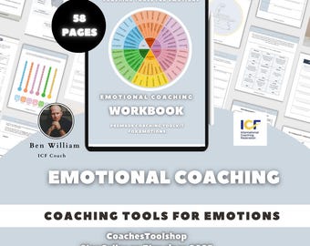 modèle de toile de roue des sentiments, feuille de travail prédéfinie sur les émotions de coaching, outil de toile de coaching, kit de coaching d'auto-assistance, outil de santé mentale personnalisable