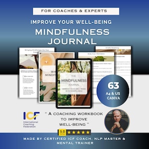 Mindfulness eBook Workbook Coaching Template, Mindfulness coaching template, Mindfulness course coaching kit, Mindfulness Journal tracker
