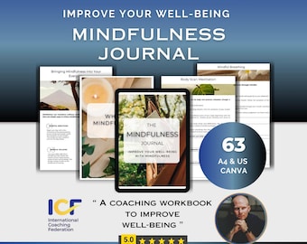 Mindfulness eBook Workbook Coaching Template, Mindfulness coaching template, Mindfulness course coaching kit, Mindfulness Journal tracker