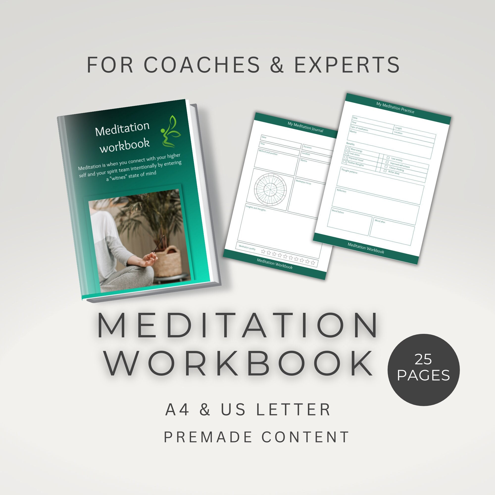 Meditation Canva Workbook, Mindfulness Coaching Templates, Meditation ...