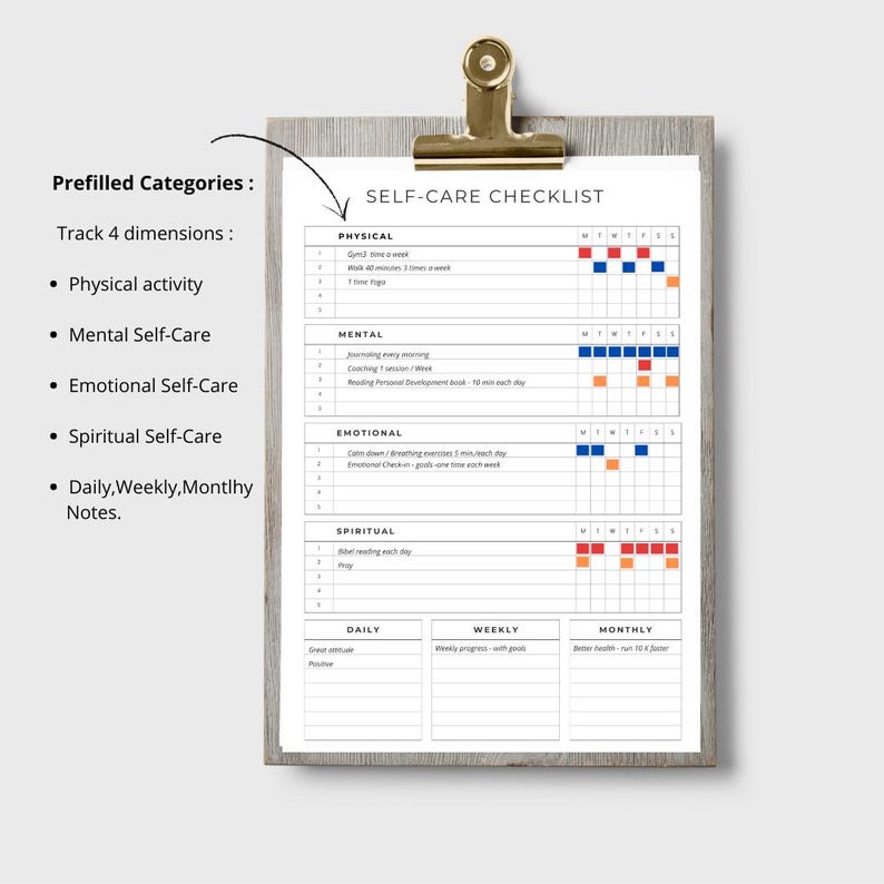 Editable Self-care Tracker Canva Printable Wellness & Productivity ...
