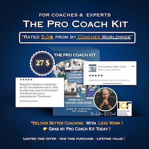 Pro Coaching 1000+ Coaching Bundle for Coaches, Canva coaching templates for businessowners,Digital coach toolkit for professional coaching.