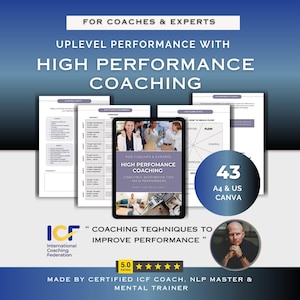 coaching templates for performance, Performance Improvement coach canva kit visualization and goal setting ebook, improve wellbeing resource