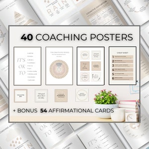Póster de plantilla de Canva de autocuidado de coaching, hoja de trucos de coaching, tarjeta de afirmación, decoración de oficina de salud mental, póster de coach imprimible