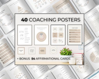 Poster Coaching Self Care Canva Template, aide-mémoire pour coaching, carte d'affirmation de soi, décoration de bureau sur la santé mentale, affiche imprimable pour coach
