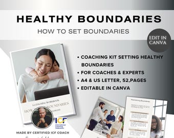 How to set boundaries coaching workbook, Set healthy boundaries,  Coaching Workbook for Boundaries,, Boundaries Self-Care Workbook,