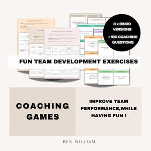 Afdrukbare coachingspellen voor teambuilding, klas, ijsbrekers: bingo + 180 gesprekskaarten | Therapie-, groeps- en coachingstool