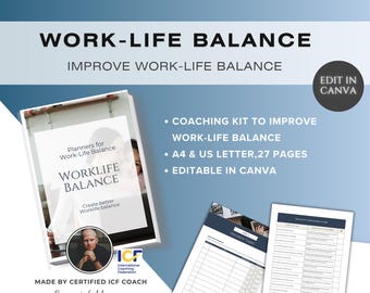 Work-Life Balance Coaching Workbook Editable Coach Kit for Managing Workload and improve Productivity coach kit for coaches and HR experts