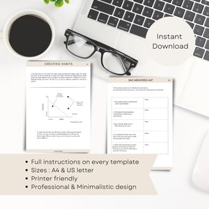 May include: A printable worksheet with instructions on creating habits and overcoming bad memories. The worksheet features a graph with the words "Ability" and "Motivation" on the axes. The worksheet also includes a section titled "Bad Memories - NLP" with instructions on how to overcome bad memories.