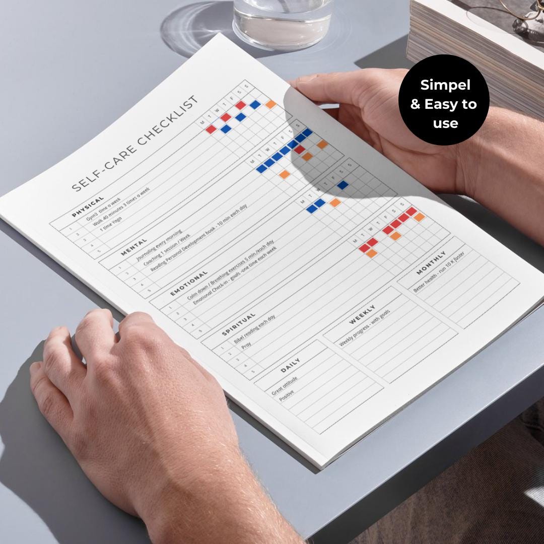 Editable Self-care Tracker Canva Printable Wellness & Productivity ...