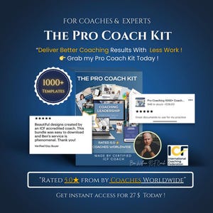 Pro Coaching 1000+ Coaching Bundle for Coaches, Canva coaching templates for businessowners,Digital coach toolkit for professional coaching.
