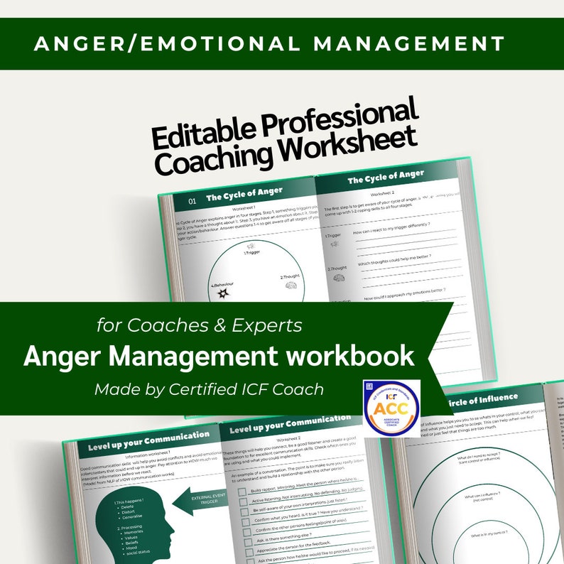 Anger Emotion Coaching Templates for Adults, Mental Health Templates ...