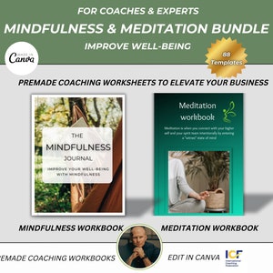 Mindfulness and Meditation coaching workbook journal, Wellness coach tools, Mindfulness practice, Guided Meditation, Mindfulness activities