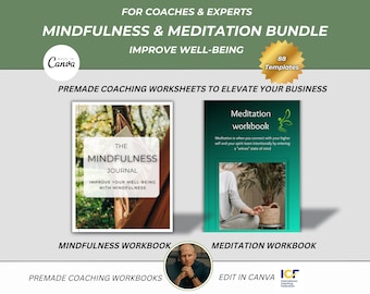 Mindfulness and Meditation coaching workbook journal, Wellness coach tools, Mindfulness practice, Guided Meditation, Mindfulness activities