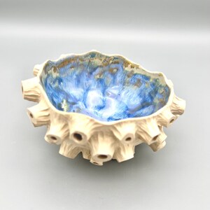 Handmade Barnacle Stoneware Bowl – Ocean Blue Glazed Ceramic – Coastal Cornwall Pottery – Ocean Inspired Decor image 2