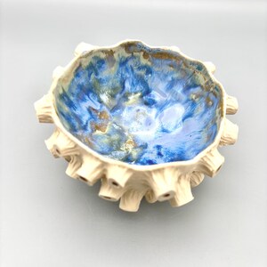 Handmade Barnacle Stoneware Bowl – Ocean Blue Glazed Ceramic – Coastal Cornwall Pottery – Ocean Inspired Decor image 9