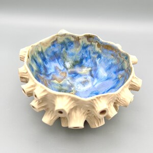 Handmade Barnacle Stoneware Bowl – Ocean Blue Glazed Ceramic – Coastal Cornwall Pottery – Ocean Inspired Decor image 6