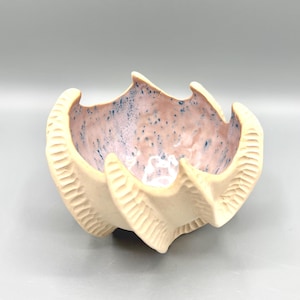 Sea-urchin-inspired Ocean Wave bowl (Lilac) handmade in Cornwall, UK