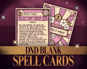 DnD Spell Card Blank Templates: Craft Your Ultimate DnD Spellbook, Cherry Blossom Theme, RPG, Editable and Fillable, GM Gift, DM Tools
