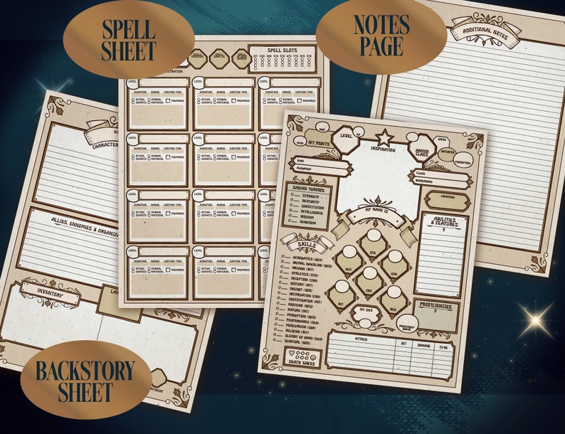 Dnd 5E Character Sheet Digital Download Editable in Canva - Etsy Australia