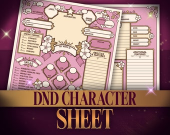 Cherry Blossom, DnD 5E Character Sheet Digital Download, Editable and Fillable,  Dungeons and Dragons RPG, GM Gift, DM Tools