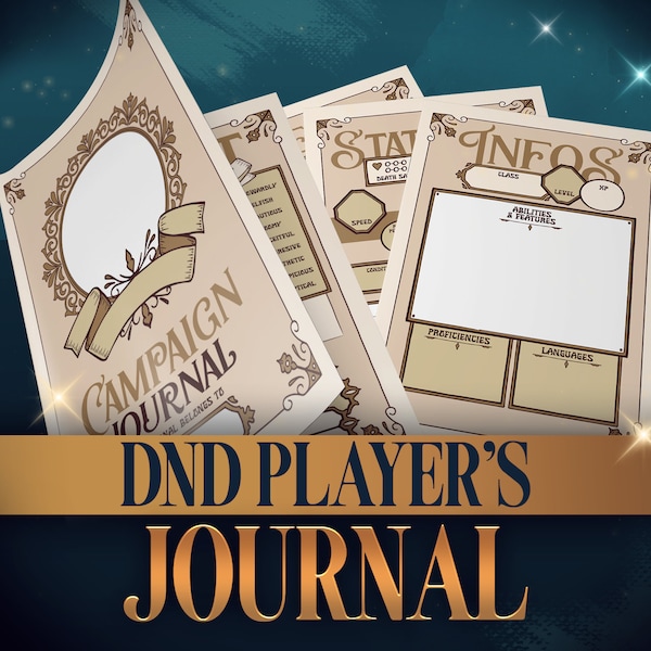 Printable DnD Campaign Journal for Players, Character Sheet, Instant PDF Download,Dungeons and Dragons RPG, 5e