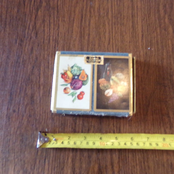 Vintage-1960's-Duratone-Dual Deck Plastic Coated Playing Cards- Still Life Harvest Vegetables-Double Deck-Pinochle-Pre-Owned VG~!