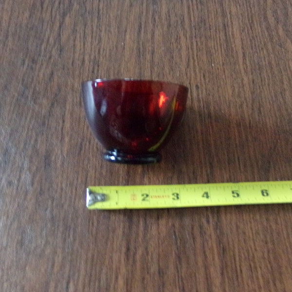 Vintage-Anchor Hocking (1950's)-Ruby Red-3.25 in. Footed-6 oz. Replacement-Punch Cups-Smooth Art-Deco Design-VG! No chips, cracks or fading!