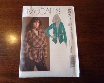 McCall's Sewing Pattern 5937 Misses' Lined Jacket & Belt Shawl collar-Size AA (6-8-10-12) UNCUT!