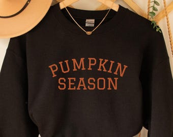 Embroidered Pumpkin Season Sweatshirt, Fall Crewneck Sweatshirt, Pumpkin Season Crewneck, Thanksgiving Sweatshirt, Embroidered Fall Apparel