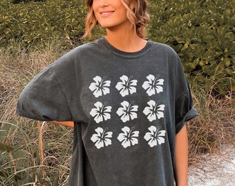 Hibiscus Flower Shirt, Coconut Girl, Hawaii Shirt, Preppy Shirt, Trendy Aesthetic Shirt, Comfort Colors, Summer Tee, Beach Shirt, Aloha Tee