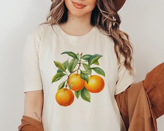 Orange Fruit Shirt, Orange Branch, Orange Lover Gift, Oranges TShirt, Citrus Shirt, Botanical shirt, Cottagecore, Vintage Fruit Shirt
