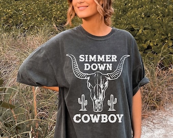Comfort Colors Cowboy Shirt Nashville Tee Western Clothes Country Concert Shirt Western Graphic Tee Bull Skull Country Music Tee Cowboy Tee