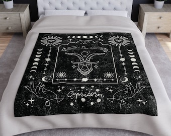 Capricorn Blanket, Zodiac Throw Blanket, Horoscope Blanket, Astrology Gift, Capricorn Gifts, Celestial Blanket, Astrology Throw Blanket