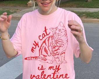 My Cat Is My Valentine Shirt, Retro Cat Valentines Day Shirt, Cat Mom Shirt, Gift for Cat Lovers, Vintage Kitten Shirt, Cat Mom Gift