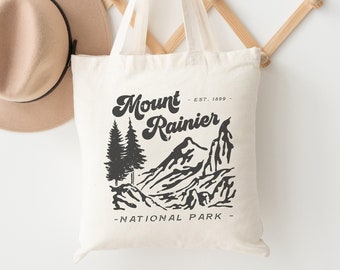 Mt. Rainier National Park Tote Bag Hiking Reusable Tote Bag Outdoorsy Tote Bag Nature Lover Tote Bag Granola Girl Tote Bag Camping Tote Bag