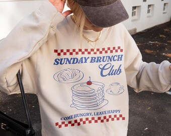 Sunday Brunch Club Sweatshirt, Brunch Crewneck, Trendy Coffee Crewneck, Breakfast Lover Gift, Retro Breakfast Shirt, Coffee Club Sweatshirt