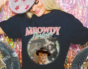 Meowdy Partner Shirt, Cowboy Cat Shirt, Comfort Colors, Western Cat Shirt, Three Cats Vintage Graphic T-Shirt, Funny Cat Tee, Cat Lovers Tee