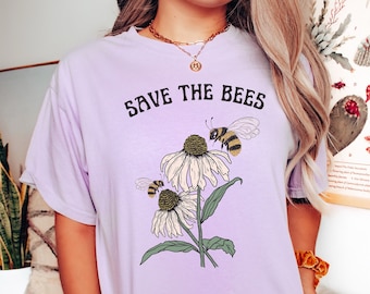 Save The Bees Shirt, Bee Shirt, Botanical Shirt, Beekeeper Shirt, Bee Lover Tee, Honey Bee, Nature Shirt, Bee Lover Gift, Cute Bee Shirt