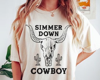 Comfort Colors Cowboy Shirt Nashville Tee Western Clothes Country Concert Shirt Western Graphic Tee Bull Skull Country Music Tee Cowboy Tee