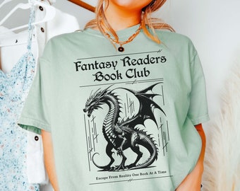 Dragon Shirt, Comfort Colors, Fantasy Book Club Shirt, Fantasy Books T-Shirt, Bookish Shirt, Fantasy Reader, Bookworm Gift, Book Dragon Tee