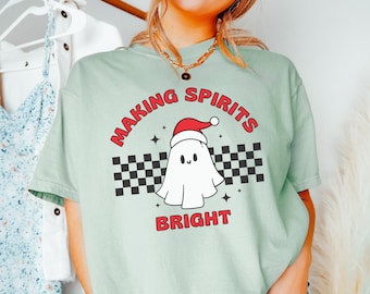 Christmas Ghost Shirt Comfort Colors Funny Christmas Shirts Retro Christmas Shirt Spooky Christmas Shirt Ghost Santa Shirt Christmas Gift