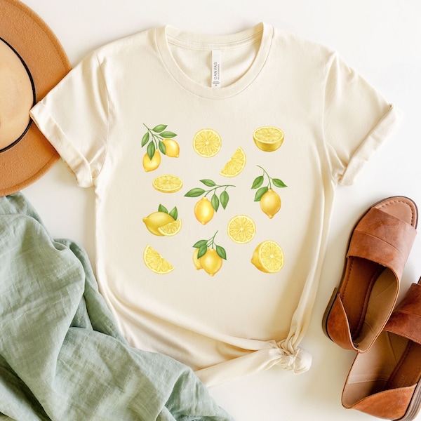 Lemon Fruit Shirt, Citrus Shirt, Cottagecore Clothing, Botanical Shirt, Lemon Lover Gift, Spring Shirts, Summer Aesthetic, Lemon Clothing